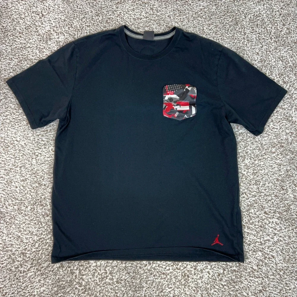 Jordan Shirt Mens XL Black Camo Pocket Jumpman Basketball Casual T Shirt Tee Top
